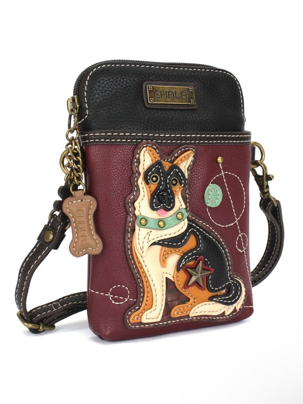 CHALA NWT German Shepherd Cellphone Convertible Crossbody Bag - Picture 7 of 7